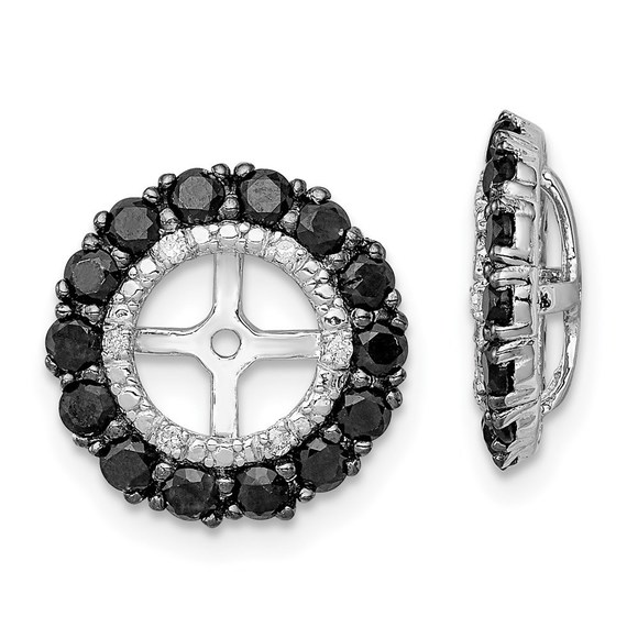 925 Sterling Silver Diamond & Black Sapphire Sept. Birthstone Earring Jacket